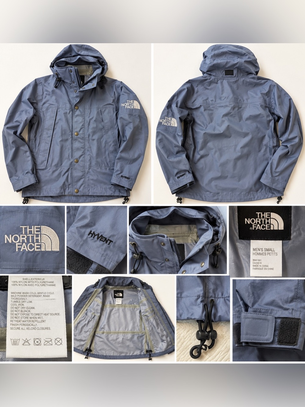 The North Face Men’s Slate Blue HyVent Hooded Rain Jacket S